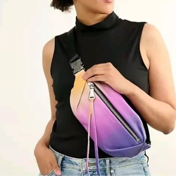 Aimee Kestenberg Leather Convertible Milan Belt Bag Hologram Snake Iridescent - Picture 16 of 16